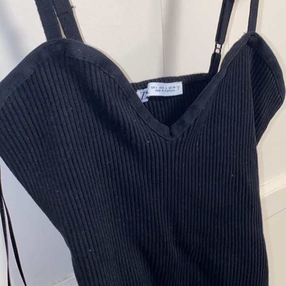 Zara Large Black Ribbed Top - Picture 9 of 9